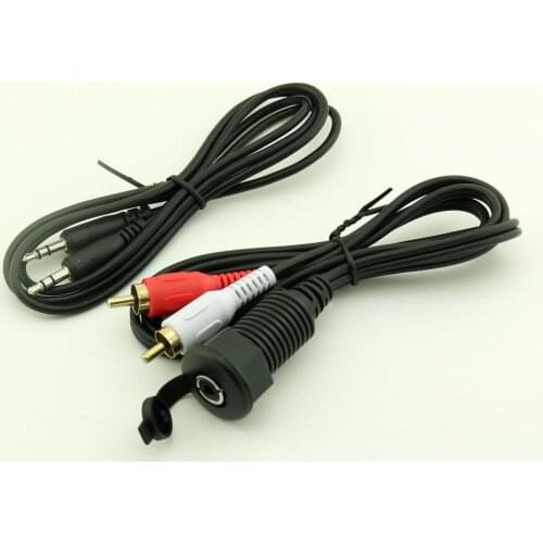 10pcs 1m/2m 2RCA to 3.5mm Flush Dash Aux Input Adapter Panel Mount+3.5mm Stereo Cable