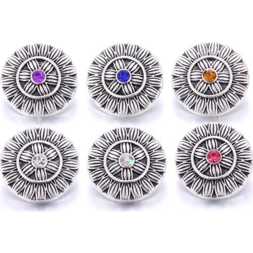 10pcs/lot 2019 New Beauty Crystal Flower Metal Snap Button fit 18mm 20mm Snap Bracelets Bangles Women Snaps Jewelry