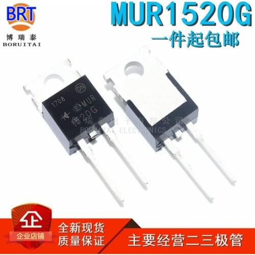 10pcs/lot MUR1520 TO220-2 MUR1520CT TO-220 U1520 MUR1520G TO-220-2 200V 15A new original