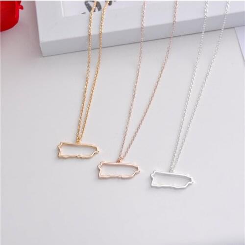 30 Outline North American Puerto Rico island map necklace hollow State geography Country city Hometown souvenir Necklace Jewelry