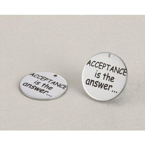 BULK 30 High Polished Stainless Steel Acceptance Is The Answe Charms Pendants 25mm