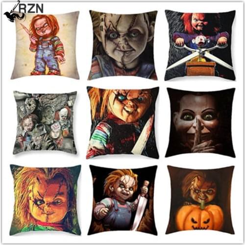 45x45cm Animation Northern Europe Cushion Cover Horror Doll Movie Peach Skin Home Decorative for Sofa Car Pillows Cover