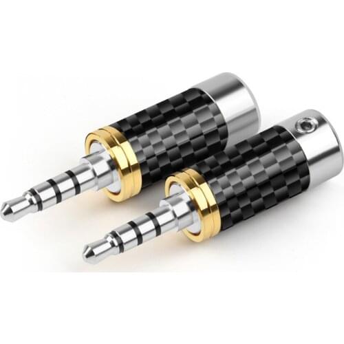 5PCS Jack 3.5mm Male Connector 4 Pole Carbon Fiber Gold/Rhodium Plating Audio Adapter DIY Hifi Headset Balanced Plugs Black