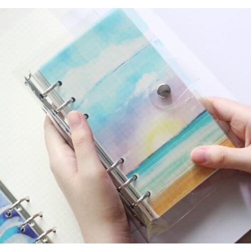 6pcs/set Lovely Summer Beach PP Binder, A5 Loose Leaf Notebooks Page Index Divider, Spiral Diary DIY Accessory