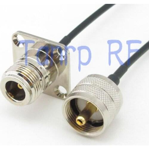 8in UHF male PL259 to N female with 4 hole panel RF connector adapter 20CM Pigtail coaxial jumper cable RG174 extension cord