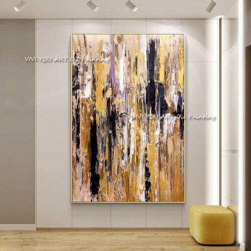 Abstract yellow decor wall painting for living room large modern home decoration 100% handmade oil painting on canvas as a gift