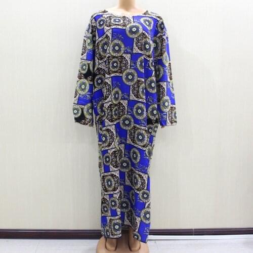2020 African Dashiki Casual Elegant O-Neck Long Sleeve Long Dresses For Women Spring Fashion Women Dress With Large Scarf