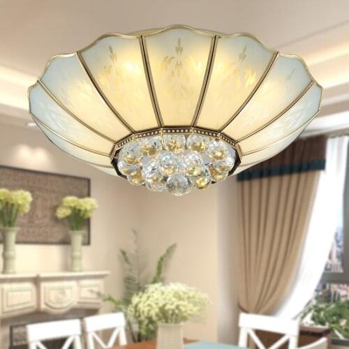 American Ousailuosi copper bedroom ceiling lamps crystal lamp European style living room bedroom TD2 ya75