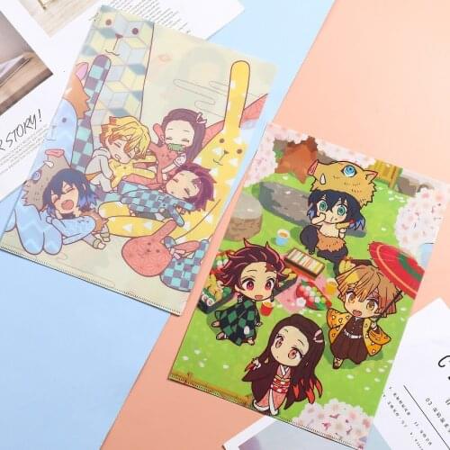Anime Demon Slayer Kimetsu No Yaiba Kamado Tanjirou Nezuko PVC A4 Paper Document School Office File Storage Bag Stationery Gift