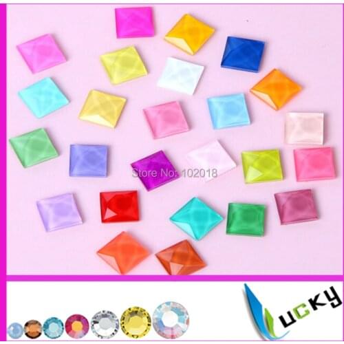Freeshipping 200pcs 10x10mm fruit color flat back Strass crystal beads jelly rhinestones For phone decoration DIY