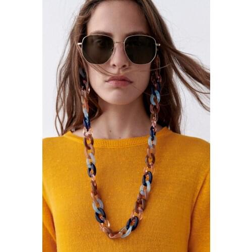 Best Lady INS ZA Resin Vintage Colorful Sunglasses Chain for Women Luxury Mask Bead Strap Accessories Jewelry Gifts Dropshipping