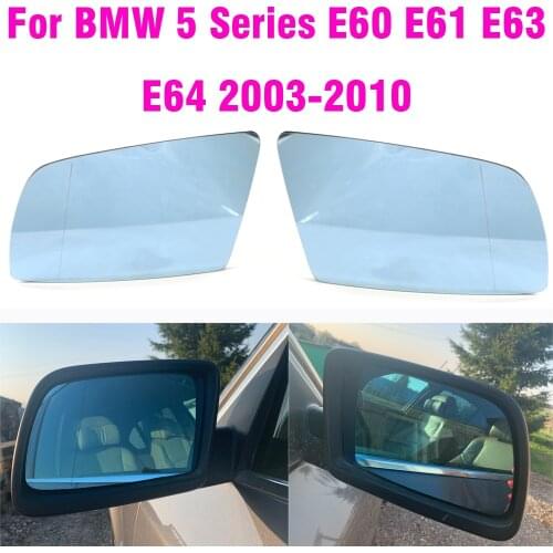 Side Blue Heated Electric Wide Angle Wing Mirror Glass For BMW 5 Series E60 E61 2003 - 2008 Auto Exterior Parts Accessories