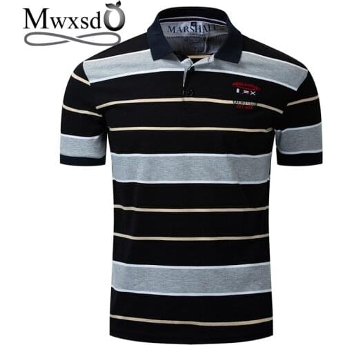 Mwxsd brand Euro size Men Striped Polo Shirts high quality Mens 100% Cotton breath Polo shirt male soft Tee shirt