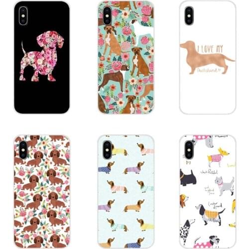 For Samsung Galaxy S3 S4 S5 Mini S6 S7 Edge S8 S9 S10 Lite Plus Note 4 5 8 9 Accessories Covers Dachshund Doxie Flower Dog Puppy