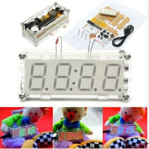 DIY Kit Blue LED Electronic Clock Microcontroller Digital Clock Time Thermometer diy electronic
