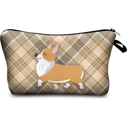 Corgi Cosmetic Bag Print Women Brand makeup bags Cute bag headset candy Cosmetic printing Collection Casual men zipper letter