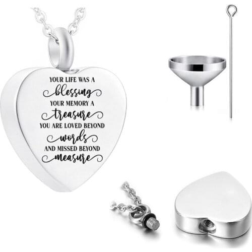 Cremation Jewelry Stainless Steel Urn Heart-Shaped Pendant To Commemorate The Ashes Of Dead Pets/Relatives As Souvenirs