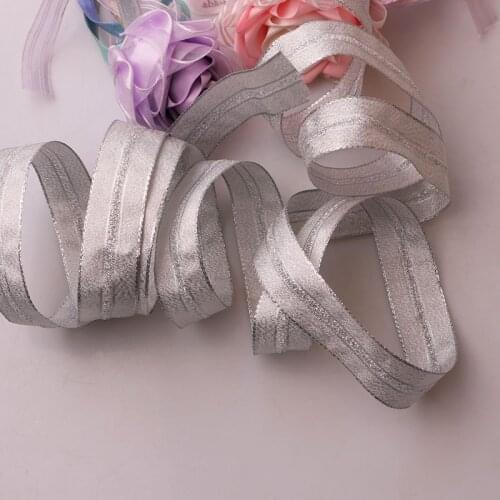 5Yard 25mm Handmade Silver Metallic Glitter Ribbons For DIY Crafts Sewing Fabric Christmas Party Wedding Supplies Gift Wrap