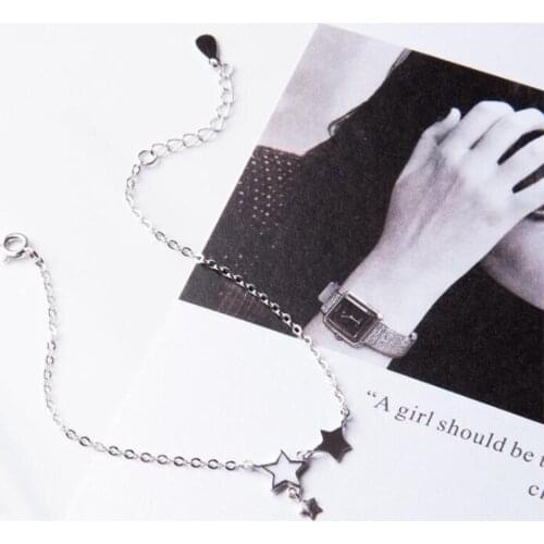 Fashion 925 Sterling Silver Elegant Lucky Wish Star Female Adjustable Chain Bracelets For Women Birthday Party Accessories SB062