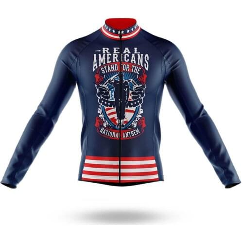 2021 Americans Mens Cycling Jersey Long Sleeve Clothing Race Road Bike Shirts Bicycle Tops MTB Uniform Maillot