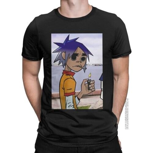 Smoke And Gorrilaz T Shirt For Men 100% Cotton Humorous T-Shirts Round Neck Hip Hop Tee Shirt Classic Clothing Graphic