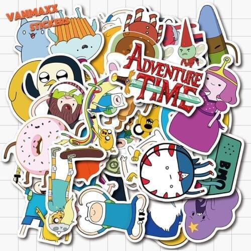50 pcs Adventure Time with Finn and Jake Cartoon Stickers for Kids Teens Adults Luggage Laptop Bike Skateboard Supplies