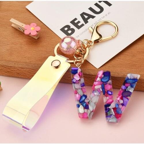 New Fashion 26 Initials Letter Keychain Resin Pendant Alphabet Keyring Party Gift Jewelry for Women Accessory EH1000B