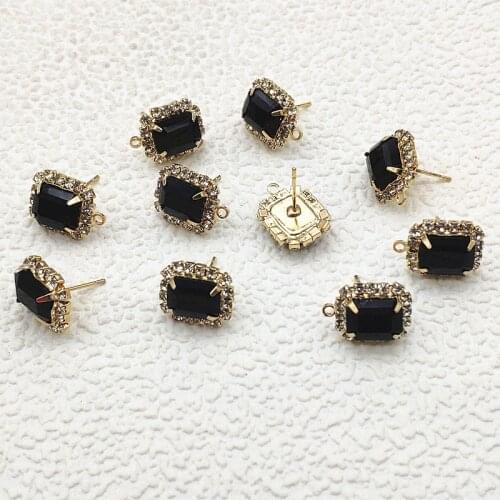 New arrival! 17x12mm 50pcs Claw chain with Glass Rectangle Ear Stud for Earrings Making/DIY parts,Jewelry Finding & Component