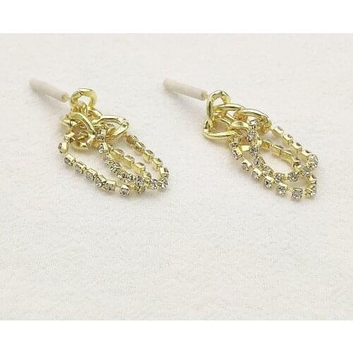 New Arrival! 40x10mm 50pcs Rhinestone Chain Ear studs Connectors for Handmade Earring DIY Parts,Jewelry Findings & Components