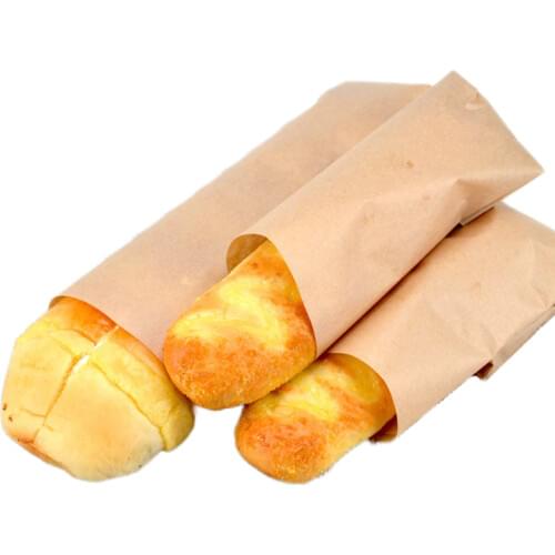 Bread Bag Kraft Paper Packing Bag Bread Stick Disposable Bag Food Grade French Bakery Oil-Absorbing Food Grade Paper 50pcs/pack