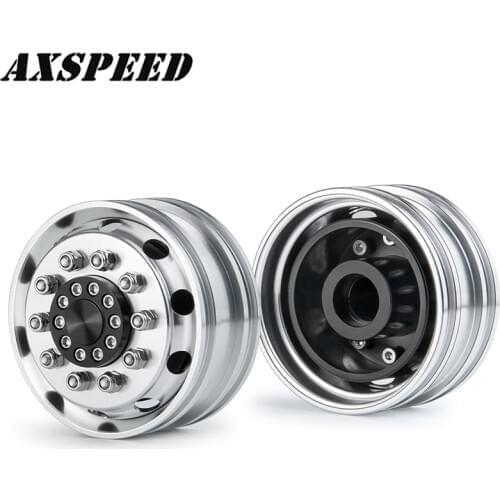 Tamiya Front Wheel Rims Aluminum Alloy Beadlock Wheel Hubs for 1:14 Tamiya RC Crawler Car Tow Trailer Truck Man Scania