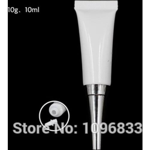 10G 10ML Plastic Soft Bottles White Tube with Silver Pointed Cap, Cosmetic Cream Tube, Medical Cream Gel Packing Tubes,100pc/Lot