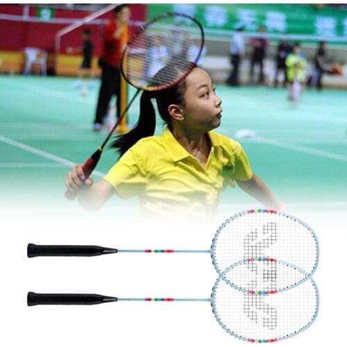 1 Set R18 Badminton Rackets Rainbow Print Firm Frame High Tension String Premium Quality Badminton Rackets Set for Indoor