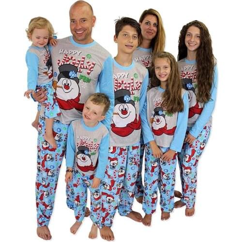 Family Christmas Pajamas Deer Adult Kids Snowman Suit Parent-child Outfit Cartoon Printed Homewear Family Matching Clothes