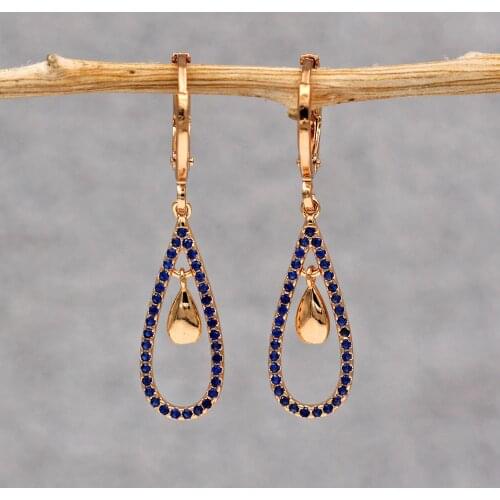 Trendy Gold Copper Plated Water Drop Heart Earrings Green Zirconia Stone For Women Girls Fashion Jewelry Accessories Wedding Gif