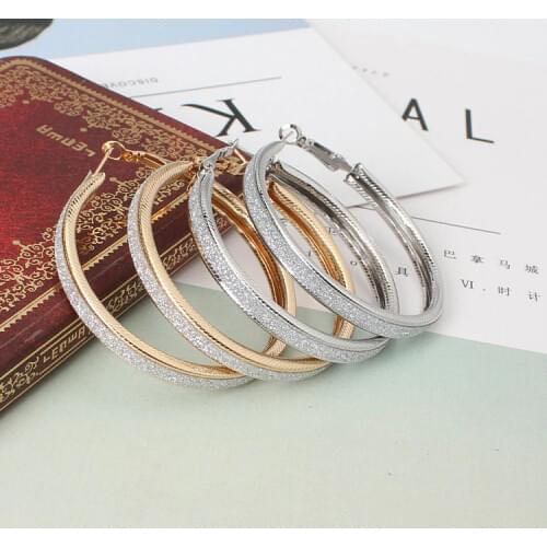 Wholesale Sales Punk 2018 New / Jewelry Earrings Trend Big Rock And Roll Nightclub Exaggerated Frosted Round Earrings