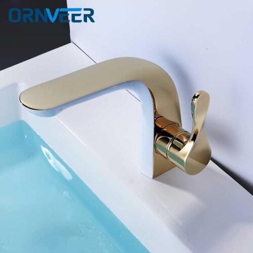 ORNVEER water mixer tap Basin Faucet bathroom sink tap mixer bathroom faucet brass faucet waterfall toilet basin mixer gold W010