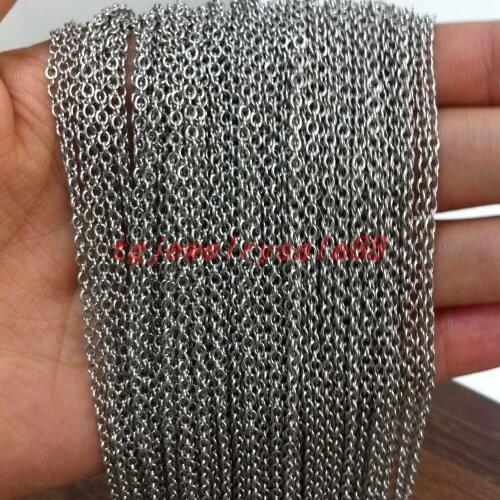 Thin 3mm Wide Charm Mens Womens Wholesale In Bulk Stainless Steel Silver Color O Word Link Chain Suit For DIY Necklace 5/10M