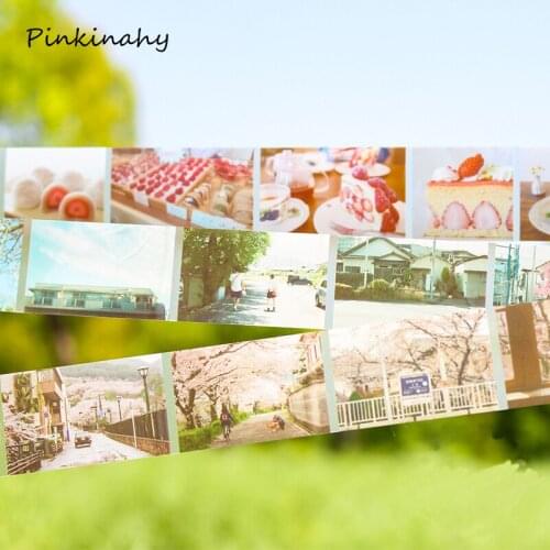 Japanese Travel Photo Transparent Washi Tape Set Sakura Coffee Adhesive Craft Tape DIY Scrapbooking Sticker Masking Tape JD049