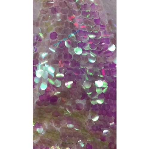 BZL-78652 Latest Bling bling French net lace fabric colorful African sequins tulle lace fabric for party dress