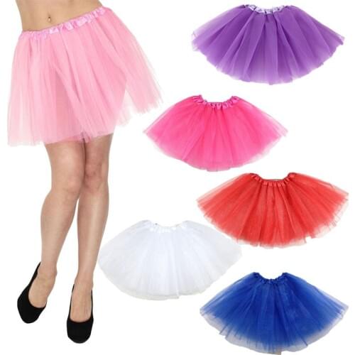 Women Girl Pretty Elastic Stretchy Tulle Teen 3 Layer Adult Tutu Skirt Costume