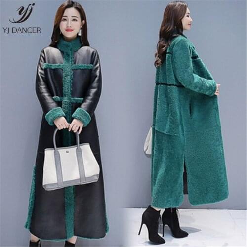 Long Section Fur Coat Female 2019 Winter New Thick Warm Fur One High Collar Long Sleeve Fashion Two Wear Leather Coat Tide