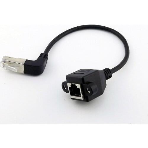10x Ethernet LAN Network RJ45 Male Down Angled to Female Panel Mount Male to Female Extension Cable 30cm UP/Down Angle