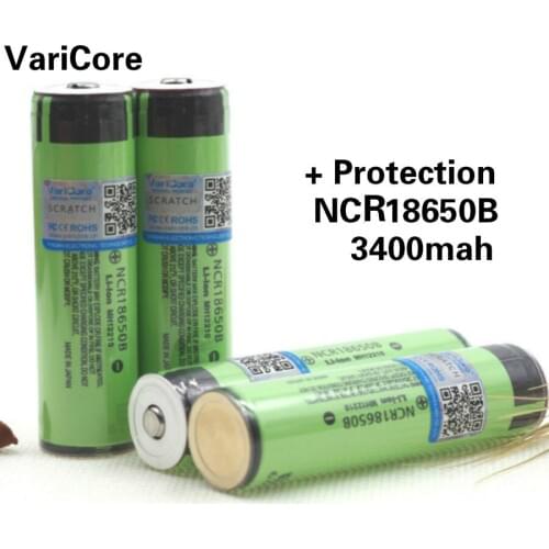 2 PCS. VariCore New Original NCR18650B 3.7 V 3400 mAh +protection 18650 rechargeable lithium battery with PCB Flashlight battery