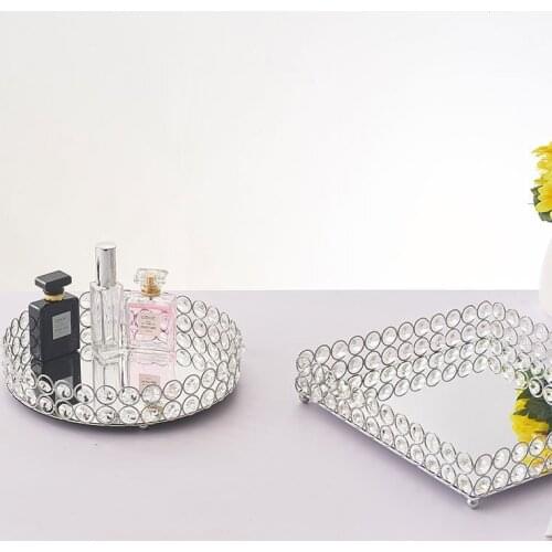 2020 metal tray European iron art storage tray cosmetic crystal decorative tray light luxury ornaments