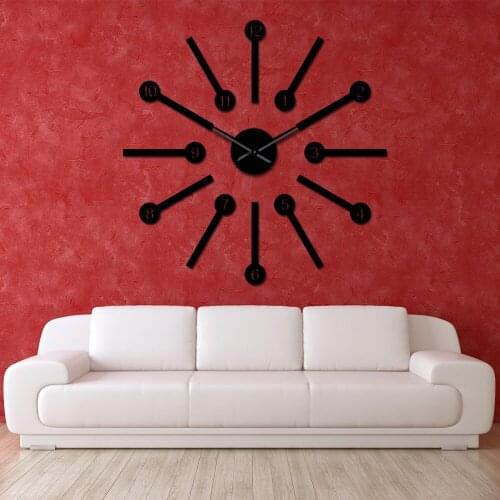 Large DIY Silent Wall Clock Sticker Home Modern Artist Home Wall Decoration 3D Acrylic Mirror Wall Clock Modern Design