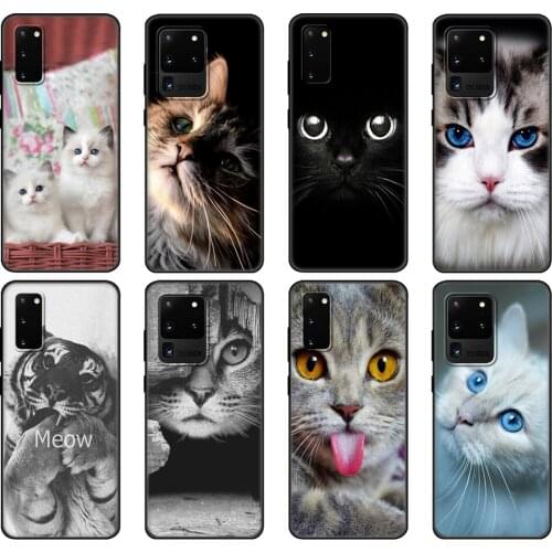 Black tpu Case For Samsung galaxy S20 /S20 PLUS/S20 ultra/S20+ /S20FE back cover Cat looks at you