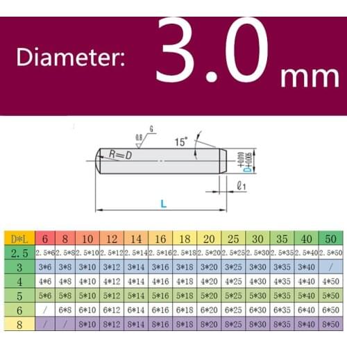 Cylindrical pin locating pin solid pin optical axis Needle roller ball bearing 10pcs diameter 3.0mm