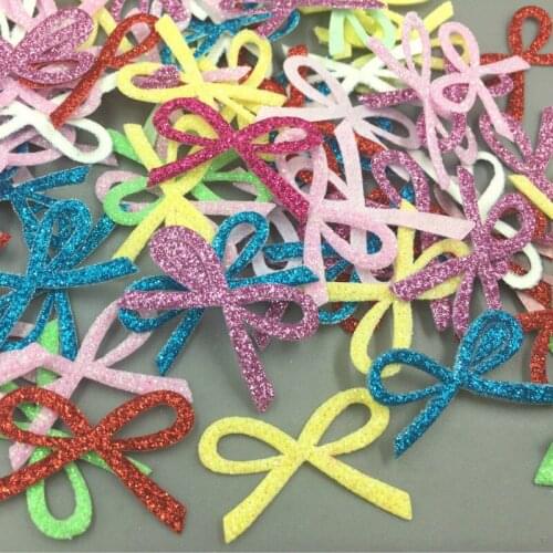 DIY 400Pcs Sequins Bow shape Felt Appliques Mixed Colors Cardmaking Crafts 33mm
