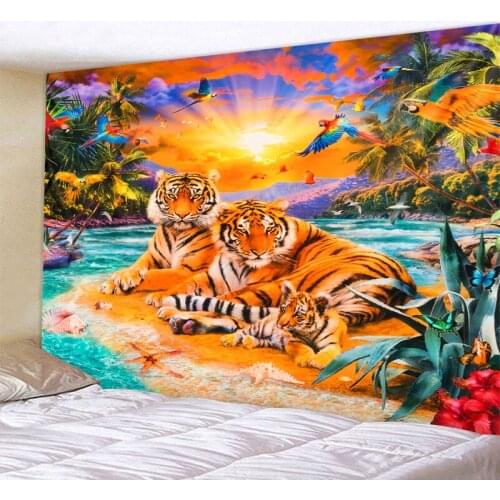 Fantasy animal tapestry tiger flying horse elk wall hanging bohemian art print tapestry hippie bedroom home decoration 6 sizes